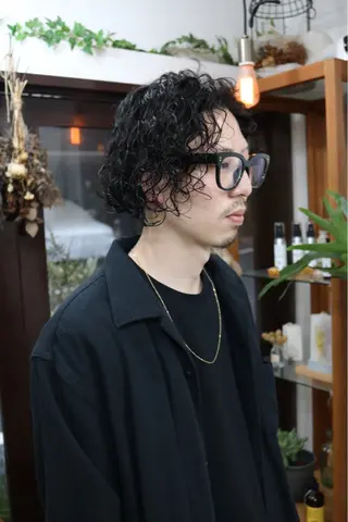 ミディアム パーマ メンズ 木村陸弥🌿似合わせ 再現性メンズヘアのヘアスタイル