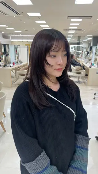 ロング シャドウパーマ／骨格 矯正カット　トモキのヘアスタイル