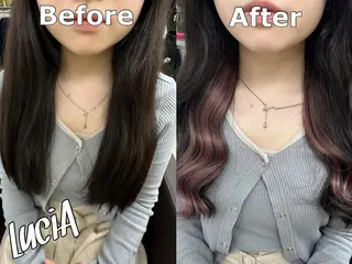 ロング カラー ヘアアレンジ MISAKIエクステ ブリーチ\5900のヘアスタイル