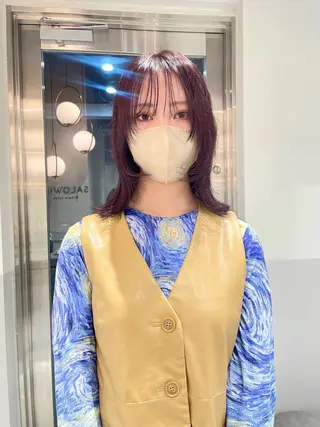 ミディアム カラー ヘアアレンジ satsuki 暖色・ブラウンカラーのヘアスタイル