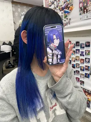 ミディアム カラー インナーカラー 推し ブリーチ 髪質改善のヘアスタイル