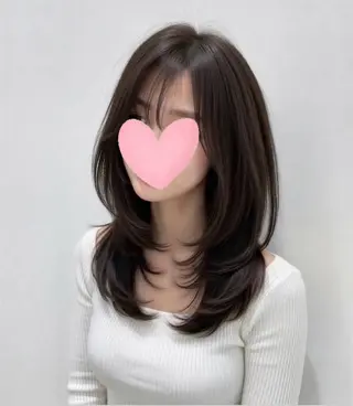 セミロング 銀座/韓国レイヤー/ 艶カラー🍓原田侑依のヘアスタイル