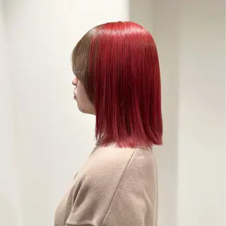 ミディアム カラー スキバサミを使わない カット🌼唯🌼のヘアスタイル
