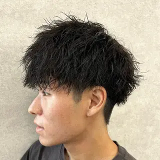 ショート パーマ メンズ *モデル募集🤍横浜 透明感カラー🫧のヘアスタイル