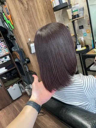 ミディアム カラー Lull1人美容室 バレイヤージュのヘアスタイル