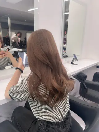 ロング カラー パーマ ヘアアレンジ メンズ キッズ ブリーチなしカラー/ ブラウン/レイヤーのヘアスタイル
