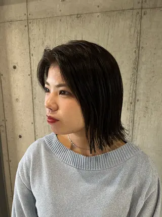 ミディアム カラー ヘアアレンジ ボブ×艶カラー 特化・リクト💥のヘアスタイル