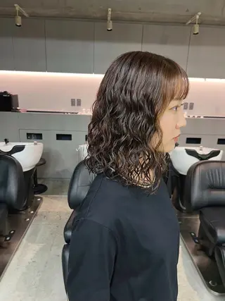 ミディアム パーマ ボブパーマコテ巻き風 パーマNo1深江秀平のヘアスタイル