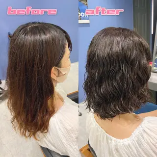 ミディアム カラー パーマ ブリーチ縮毛矯正/ デサキ ショウヘイのヘアスタイル