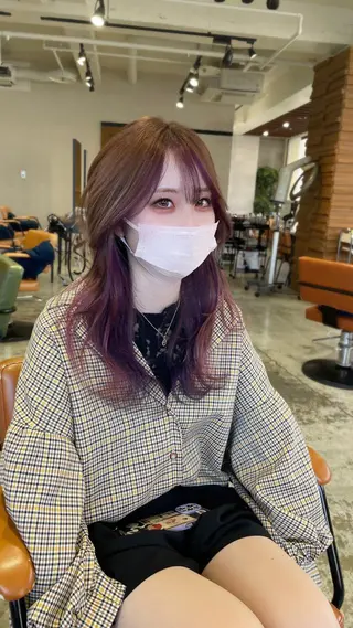 カラー のり🐼顔まわり/ 韓国/レイヤーカットのヘアスタイル