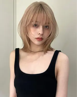 ミディアム カラー 小顔ボブ jilblanカホのヘアスタイル