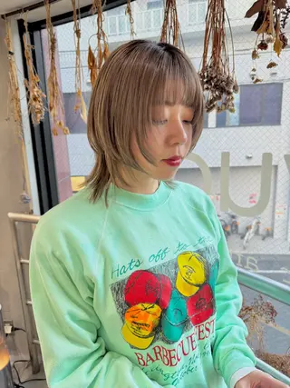 ミディアム カラー ウルフ レイヤー パーマ🪐MANAのヘアスタイル