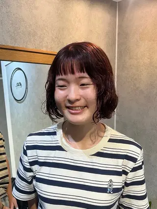 ショート カラー パーマ 暖色カラー/パラッと Bob/モエのヘアスタイル