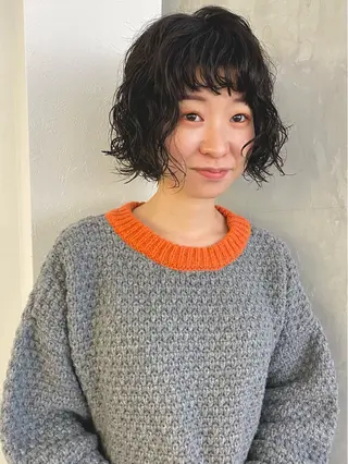 ショート パーマ 森貴裕/ベージュ/ パーマ/オリーブのヘアスタイル