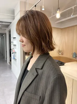 ミディアム ボブ/ベージュ /MIYUのヘアスタイル