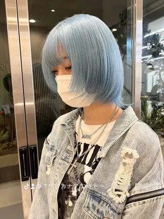 ミディアム カラー 抜きっぱなしブロンド /ハイトーン/カナタのヘアスタイル