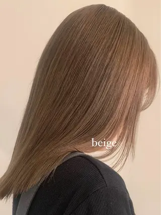 セミロング カラー 落合希 Olivebeigeのヘアスタイル