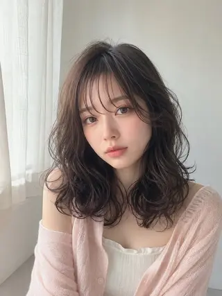 ミディアム カラー パーマ ボブパーマ/縮毛矯正 /かわいい/せき🫧のヘアスタイル