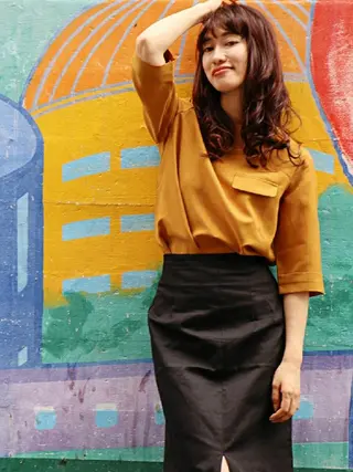セミロング カラー パーマ 徳永 博志のヘアスタイル