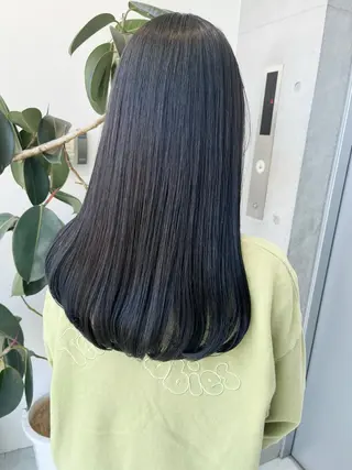 セミロング カラー パーマ ヘアアレンジ 透明感/オリーブ/ グレージュ/YUKAのヘアスタイル