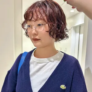 ショート カラー パーマ 👔ボブ﹨髪質改善 ストレート🩳ももかのヘアスタイル