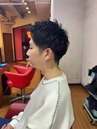 ショート ヘアアレンジ メンズ ハイトーン／パーマ 特化平田のヘアスタイル