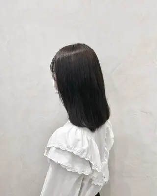 セミロング カラー ブリーチ縮毛矯正 あすまのヘアスタイル
