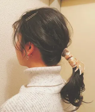 セミロング カラー ヘアアレンジ 酸性ストレート/ブリ ーチなしWカラー河本のヘアスタイル