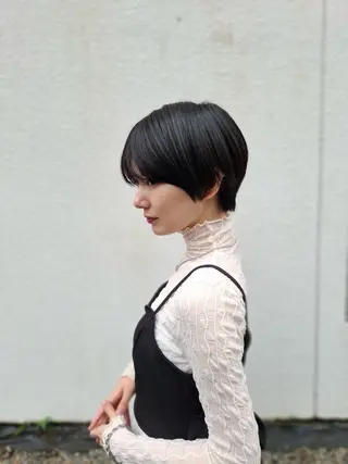 ショート ヒナ/レイヤーカット 艶感ワンカラーのヘアスタイル