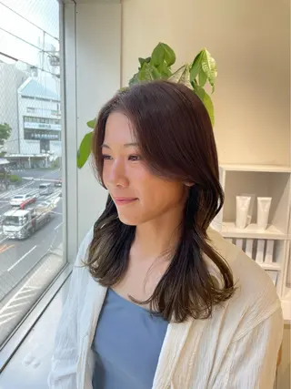 セミロング カラー 🩰ニシムラヒカリ 半個室salon♡*のヘアスタイル