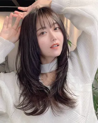 ロング カラー ヘアアレンジ アンドウ ユウ/ レイヤーカット/韓国のヘアスタイル