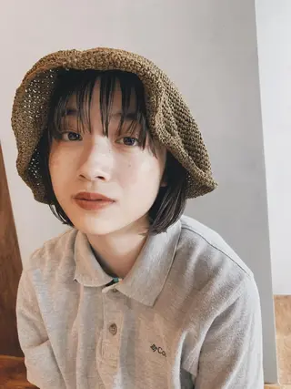 ミディアム カラー パーマ ボブパーマコテ巻き風 パーマNo1深江秀平のヘアスタイル