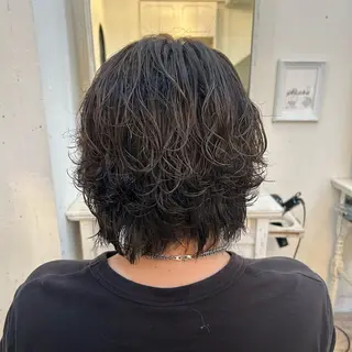 パーマ メンズ ボブ／艶カラー ❣️マナミのヘアスタイル