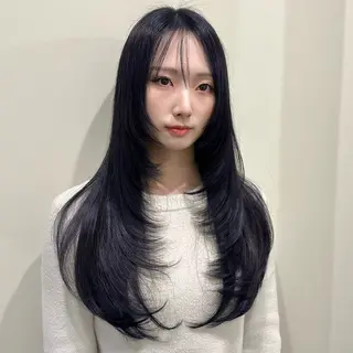 ロング 🌹ハッシュカット、 レイヤー韓国ヘア🌹のヘアスタイル