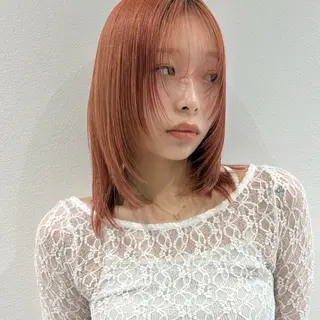 ミディアム カラー 🍊暖色×顔周り 🍊cocoroのヘアスタイル