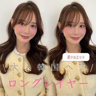 セミロング カラー レイヤー×顔周 り×髪質改善/MIUのヘアスタイル