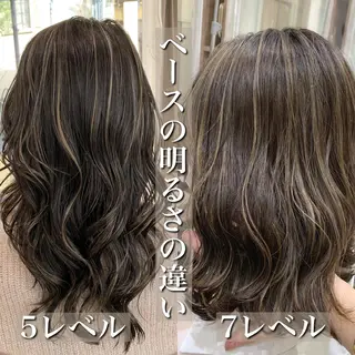 セミロング カラー ヘアアレンジ 白髪ぼかしハイライト 茗荷谷駅徒歩2分のヘアスタイル
