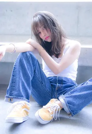 セミロング カラー パーマ 💘透明感カラー💘 沖本 将宏のヘアスタイル