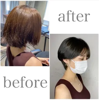 ショート カラー 髪質改善🌈縮毛矯正 荻原 達矢のヘアスタイル