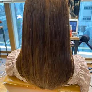 セミロング カラー パーマ 顔周り/くびれヘア 韓国ヘア💕風間るなのヘアスタイル