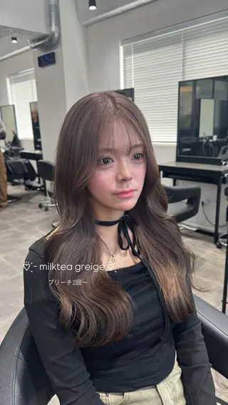 セミロング カラー ヘアアレンジ Over hair_ misakiのヘアスタイル