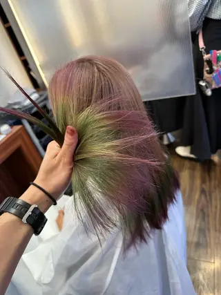 セミロング カラー ダメージレスブリーチ HIROSHIのヘアスタイル