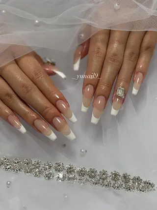 ネイル メラク難波/長さだし パラジェルフィルインのネイルデザイン