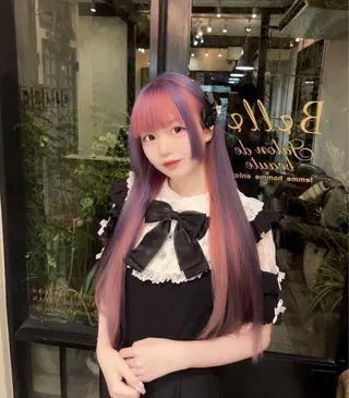 ロング カラー りく レイヤーカット ケアブリーチのヘアスタイル