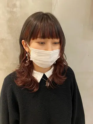 セミロング カラー パーマ ヘアアレンジ 顔周りカット・相談 レイヤーも◎しずくのヘアスタイル