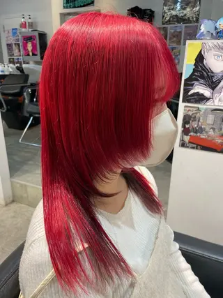 セミロング カラー インナーカラー 推し ブリーチ 髪質改善のヘアスタイル