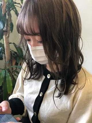 ミディアム カラー パーマ ヘアアレンジ ❣️倉敷❣️美髪 カラー能登一成のヘアスタイル