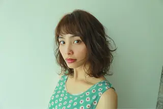 ミディアム 縮毛矯正セミナー講師 ヨコモリユウキのヘアスタイル
