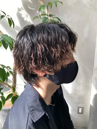 ショート カラー パーマ メンズ 波巻きスパイラルパー マ/シャドウパーマ駿のヘアスタイル