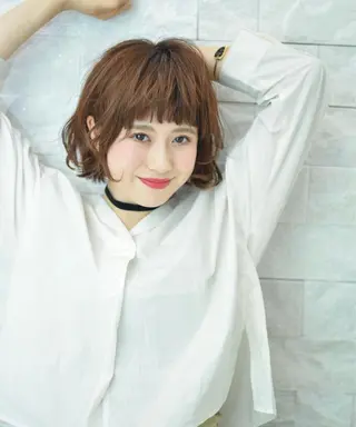 ショート カラー パーマ ヘアアレンジ マツエク・マツパ 【白髪ぼかし 専門GBG】自由が丘のヘアスタイル